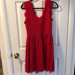 Red Lace v-neck Dress by the letter
